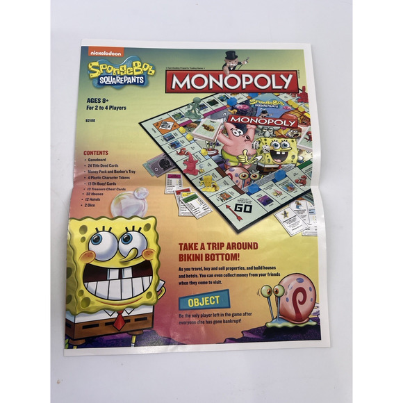 2005 Monopoly Spongebob SquarePants Edition Hasbro Nickelodeon Game Complete - Picture 3 of 9